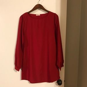 Everly red long sleeve tunic dress